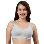 Enamor Non Padded Wirefree Full Coverage Stretch Cotton Ultra Smoothening Tshirt Bra for Womens-A027 (A027_Greymelange_36C)