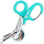 Trauma Shears with Carabiner - Stainless Steel Bandage Scissors for Surgical, EMT, EMS, Medical, Nursing, and Veterinary Use, First Aid Supplies and Accessories, 7.5-inch, Light Blue (Teal)