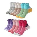 BUDERMMY Thermal Sports Socks Cushioned Trainer Socks 6 Pairs Running Socks for Women Cotton Walking Ankle Athletic Socks Ladies（multicolor 6pack 6-8）