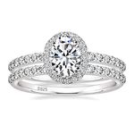 EAMTI 1.25CT 925 Sterling Silver Cubic Zirconia Bridal Rings Sets Oval Cut CZ Engagement Rings Wedding Band for Women Size 5