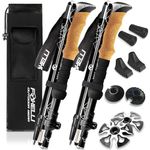 Foxelli Folding Trekking Poles – Ultra Compact, Lightweight & Durable Aluminum 7075 Collapsible Hiking Poles with Natural Cork Grips, Quick Locks, 4 Season All Terrain Accessories & Carrying Bag