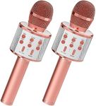 GIFTMIC 2 Pack Karaoke Microphone, Bluetooth Microphone for Singing, Wireless Microphones Toys for Girls Boys Adults, Portable Kids Microphone, 5 Year Old Girl Birthday Gift Ideas (Rose Gold)