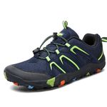 ASHION Boys Running Shoes | Barefoot Inspired | Wide Toe Box | Lightweight Athletic Walking Hiking Sneakers Dark Blue Green Size EU38