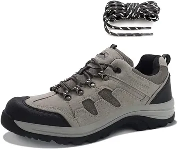 CC-Los Men's Waterproof Hiking Shoes Lace-Free Lightweight & Breathable No Tie Outdoor Work Shoes Grey Size 8.5 New Upgrade