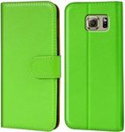 Galaxy S6 Case, Verco Mobile Phone Case for Samsung Galaxy S6 PU Leather Flip Case Wallet - Green