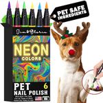 Jim&Gloria 6 NEON Colors Dog Nail Polish Pen Set, Dark or Light Nails Quick Dry Ideal Gifts for Girl Dog Accessories, Costume, Birthday Supplies, Pet Grooming Kit Big or Small Doggie