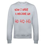 Tee & Sympathy Ho Ho Ho Now I Have A Machine Gun Sweatshirt - Inspired by Die Hard (L) Heather Grey