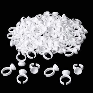 INFILILA Disposable Rings For Lashes 300 Pack Disposable Ring Cups Disposable Pigment Rings Makeup Glue Holder Rings Plastic Rings For Eyelash Extension Nail Art Adhesive Glue Holders Palette