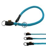 Aiminto Braided Collar, Pro Training Dog Collar, No Pull Round Martingale Collar, Slip Collar with Slidable Stop Ring - Ideal for Medium/Large Dogs (M(1/2") - 20" Long, Light Blue)