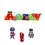 Li'll Pumpkins™ Super Hero Theme Multicolor Personalized/customized Handmade Name Alphabet Hanging for Kids Room Décor/Name Plate/Wall Plaque (8 Letters)