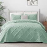 Exclusivo Mezcla Quilt Set California King Size, Soft Modern Striped Mint Green Cal King Quilt Bedding Set for All Seasons, Lightweight Quilt Bedspread Coverlet Set (1 Quilt, 2 Pillow Shams)