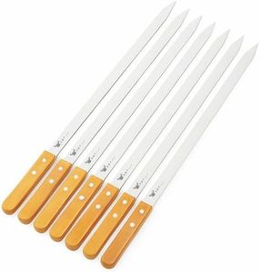 G & F Products BBQ Skewers, 23" Flat Stainless Steel Metal Kabob Skewers with Wooden Handles, Reusable 8-Piece Set with Storage Bag for Grilling Meat, Vegetable & Shish Kebab