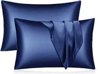 Satin Pillow Cases 2 Pack Queen - Navy Blue Satin Pillowcase for Hair and Skin - Similar to Silk Pillow Cases with Envelope Closure