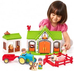 HappyLand Farm Playset, Toddler Toy with Farming Play Set for Kids Ages 2–5