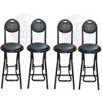 Streetup India® 24 Inch Seat Height Folding Stool Chair for Home & Kitchen/Study/Balcony/Restaurant Higher Height Chair Black (Pack of 4, Metal)