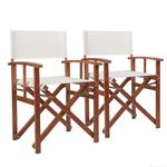 Charles Bentley FSC Wooden, Pair of Folding Directors Chairs, Cream, Pop-Up, Garden Seats, Outdoor Furniture, Easy To Fold, Lightweight, Traditional Design, Bentley Plaque, Compact (85x54.5x51cm)