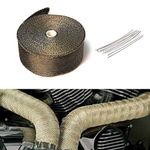 Aulola 10m Titanium Car Motorcycle Exhaust Manifold Downpipe Heat Wrap Roll + 10pcs Stainless Cable Ties