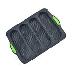 TYUI Silicone Bread Pan for Baking Bread Mold with Four Hole,Nonstick &Easy Clean&Heat Resistant Silicone Loaf Pan,for Home Handmade Bread (green)