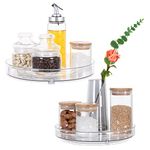 Lazy Susan Organizer Clear Lazy Susan Turntable for Cabinet Pantry Fridge Lazy Susan Spice Rack Plastic 2 Pack (9 inch & 10 inch)