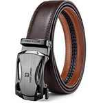 BOSTANTEN Men's Leather Ratchet Dress Belt with Automatic Sliding Buckle Brown