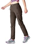 TBMPOY Women's Work Hiking Pants Quick Dry Lightweight Finish Travel Sports with Zipper Pockets(Dark Coffee,CA L)