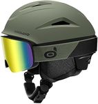 Odoland Ski Helmet with Ski Goggles, Shockproof, Windproof Snowboard Helmet and Goggles Set for Men Women and Youth, Olive Green, M