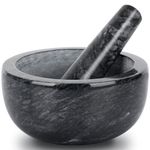 Tera Mortar and Pestle Set Natural Marble Grinder Spice Herb Grinder Pill Crusher Large Size 5.5in