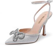 DREAM PAIRS Women's High Heels Destiny Closed Toe Strappy Heels Sexy Rhinestone Ankle Strap Pumps Wedding Bridal Party Dress Shoes,Size 5.5,Silver,SDPU2208W