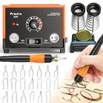Wood Burning Kit, Preciva 935 Pyrography Wooding Burner Tool Set, 250-750°C Temperature Adjustable Encarving Kit with 2 Pyrographing Pen, 20 Soldering Tips, Fast Heating for DIY Engraving Work