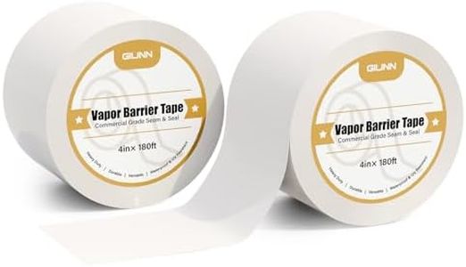 Giunn Vapor Barrier Tape 2 Rolls, 4" Wide x 180' Long Moisture Barrier Tape, 9 mil White polyethylene Tape, Moisture Sealing and Seams for Crawl Spaces, Vapor barriers, Marine, Insulation