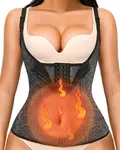 YADIFEN Waist Trainer Vest for Women,Zipper Corset Body Shaper for Tummy Control Neoprene Cincher Tank Top with Straps (Grey-Fixed shoulder straps, XS)