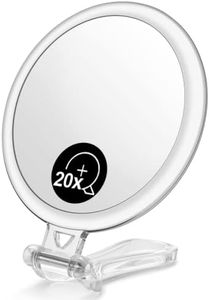 OMIRO Hand Mirror, Double-Sided 1X/20X Magnifying Foldable Makeup Mirror for Handheld, Table and Travel Usage