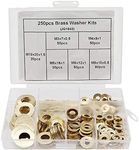 Flat Washer SENRISE Brass Flat Washer Assortment Set with Box- M3 M4 M5 M6 M8 M10 6 Sizes (250 PCS)