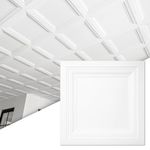Art3d 12-Pack Square Drop Ceiling Tile 2ft x 2ft in White - PVC Panel 24 x 24in. Compatible With 15/16" Grid System