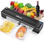 HOMEKANE Vacuum Sealer Machine, 80kPa Powerful Vacuum Food Sealer with Built-in Cutter, Dry & Moist Food Preservation Modes and 5 Sealing Bags for Food Storage