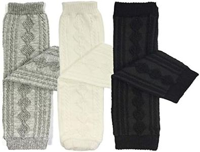 Bowbear 3 Pair Baby and Toddler Leg Warmers, Argyle Grey/White/Black