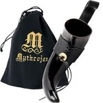 Mythrojan Viking Drinking Horn Black Medieval Beer Drinking Horn Authentic Drinking Horn with Strap Norse Beer Horn Large Drinking Horn Mug Viking Ale Horn Cup 400 ml Viking Drink Horn Replica 13oz