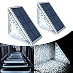 TOTHDATE 2PCS Solar Step Lights Cool White Light, Solar Stair Light Outdoor Decking Light IP67 Waterproof for Ground Front Porch Decor Yard Pathway Garden Walkways