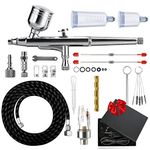 Airbrush Set Dual Action Airbrush Kit, Portable Airbrush Kit with 0.2mm 0.3mm 0.5mm Nozzles, 9cc 20cc 40cc Cup, Hose and Air Brush Cleaning kit, Airbrush Accessories for Painting Tattoo Model Art