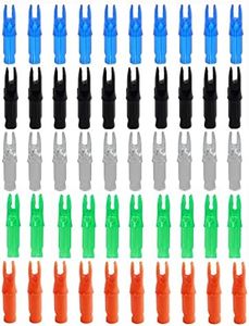 SOPOGER 50Pcs Archery Arrow Nocks .244/6.20mm ID Plastic Insert Carbon Arrow Nock Standard Size for DIY Hunting Shooting Arrows (Multi-Colors)