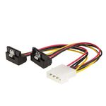 CableCreation Molex to SATA, [2-Pack] 6-Inch Molex 4 Pin to 2 x SATA 15 Pin Down Angle Female Power Cable