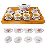 xwin sportseries 23 Pieces Kids Ceramic porcelain Play Tea Set for Toddlers and Girls, Role Play Tea set Pot Saucers Cups, Pretend Play Kids Toy Kitchen Tea Party Playset, Washable Dishes