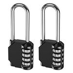 KeeKit Combination Padlock, 2.6 Inch Long Shackle 4 Digital Resettable Lock, Outdoor Waterproof Gate Lock for School, Gym & Sports Locker, Toolbox, Case, Fence - 2 Pack, Black