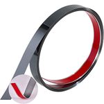 Trimold Stainless Steel Wall Molding Trim Peel and Stick, Flexible Self-adhesive Metal Trim for Ceiling, Mirror Frame and more, Mirror-like Finish Metallized Black