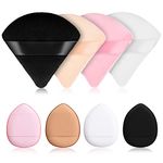 Sibba Loose Powder Puffs 8 Pieces Multi-colored Makeup Setting Triangle Face Foundation Cushion Pads Beauty Blender Applicator Cosmetics Portable Holder Strap Sponge Soft Mini Cover