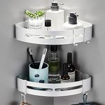 Yeegout No Drill Bathroom Shelves with Removable Hooks Aluminum Adhesive Shower Caddy Storage (Silver Corner)