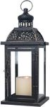 NEEDOMO Large Candle Lanterns Decorative Indoor, 14.4" Outdoor Lantern with Clear Glass, Vintage Metal Candle Holders in Black, Patio Wedding Home Kitchen Coffee Table Livinig Room Decor