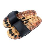 Luxafare Fitness Massage Slippers Acupuncture Points Foot Massager Slippers Arch Pain Massage Adult Shoes Pebbles Agate Stone Acupressure Wooden Shoe Men Women (36-37)