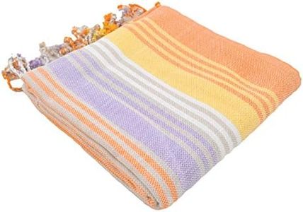 InfuseZen Turkish Bath & Beach Towel – Colorful Striped Design - 100% Organic Turkish Cotton - Soft, Lightweight, Absorbent Peshtemal, Quick Dry, Sand Free – for Pool, Gym, Throw, Travel - Orange