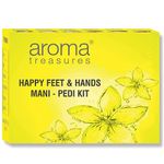 Aroma Treasures Happy Feet and Hands Manicure pedicure kit contains Cuticle cream, Footh wash, Lavender salt, Scrub, Foot mask (One time use kit)